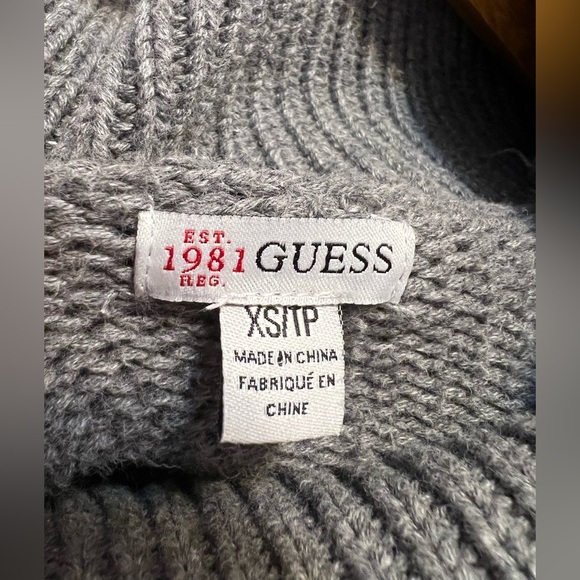 Guess Est 1981 Reg Gray knit sweater turtleneck zip up neck cute warm knit XS - Picture 5 of 16